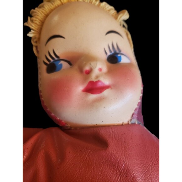 Vintage Cloth Rag Doll With Hard Face Celluloid? 14 inches Long - Picture 2 of 9